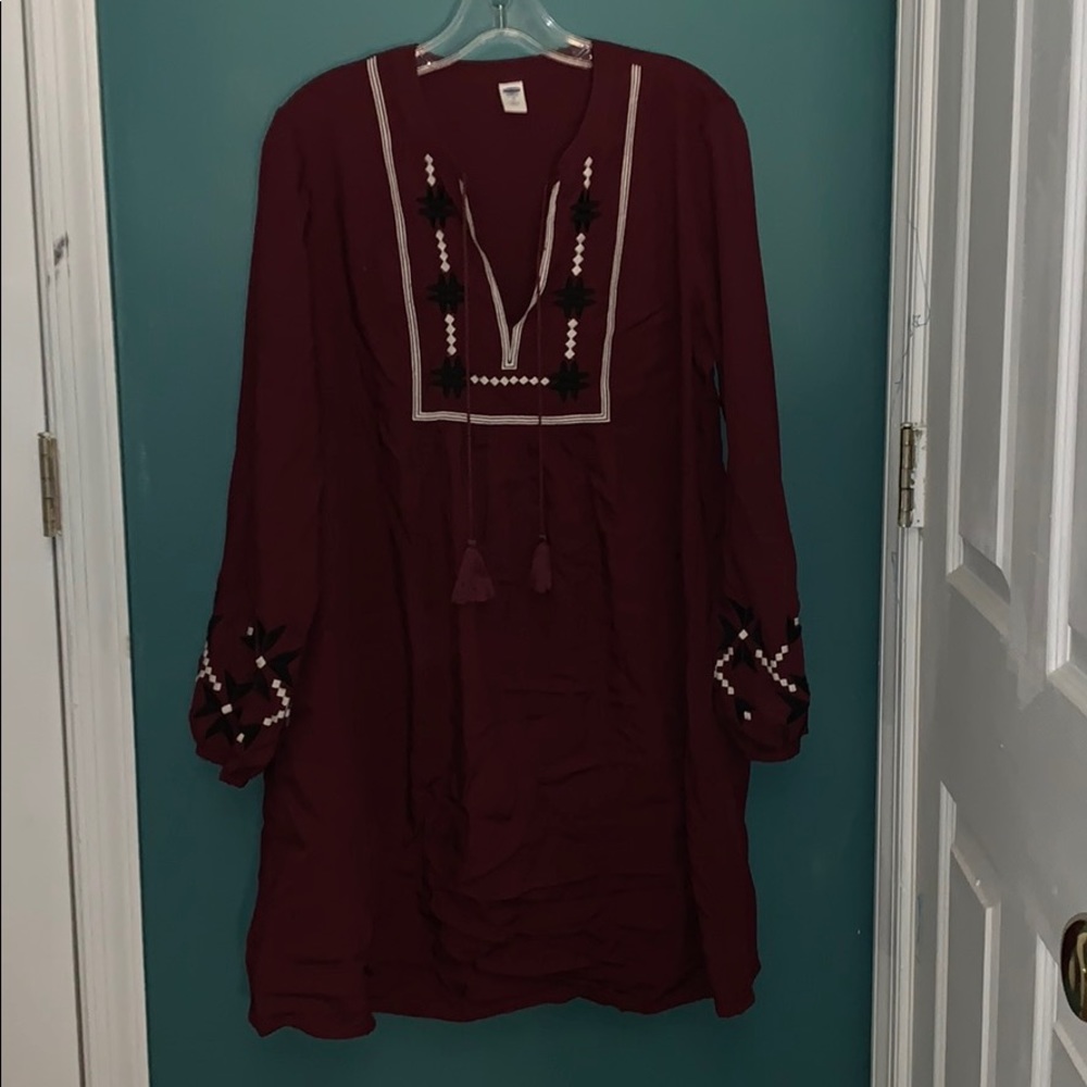 Burgundy Long Sleeve Dress